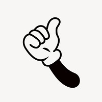 Cartoon thumbs up hand, gesture line art illustration vector