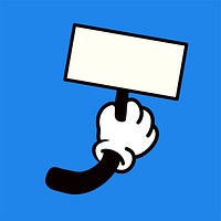 Blank sign, cartoon hand illustration