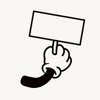 Blank sign, cartoon hand illustration