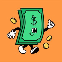 Dollar bill, money cartoon character illustration