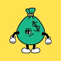 Money bag, finance cartoon character illustration vector