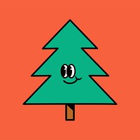 Smiling pine tree, cartoon character illustration vector