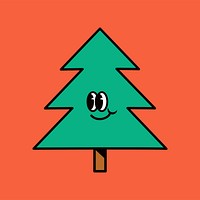 Smiling pine tree, cartoon character illustration