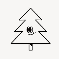 Smiling pine tree, cartoon character illustration vector