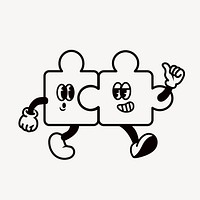 Puzzle pieces cartoon, creative character illustration
