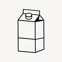 Milk carton, beverage line art collage element vector