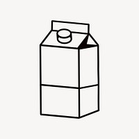 Milk carton, beverage line art illustration