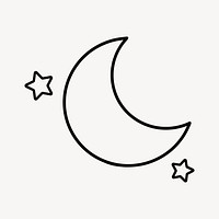 Crescent moon, line art illustration