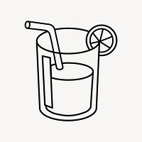 Orange juice glass, beverage line art illustration