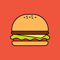 Hamburger, food line art illustration