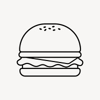 Hamburger, food line art collage element vector