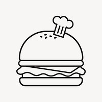 Hamburger, food line art collage element vector