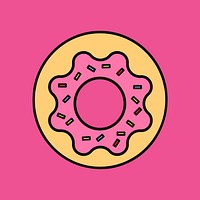 Donut, food line art collage element vector