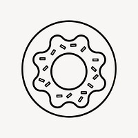 Donut, food line art collage element vector