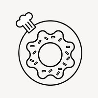 Donut, food line art collage element vector