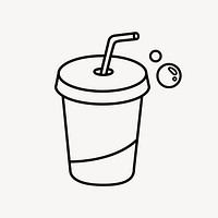 Soda cup, beverage line art collage element vector