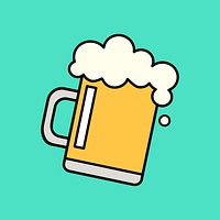 Beer mug, beverage line art collage element vector