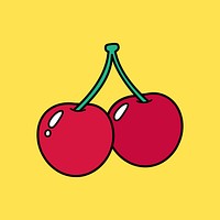 Cherry fruit, food line art illustration