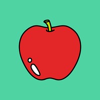 Apple fruit, food line art collage element vector