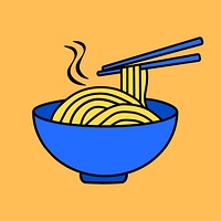 Ramen noodle, food line art illustration