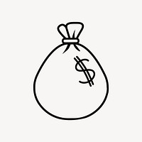 Money bag, line art illustration vector