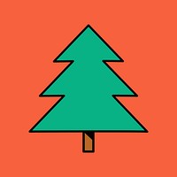 Christmas tree, line art illustration vector