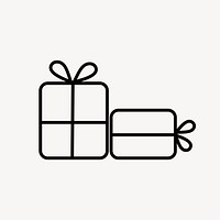 Gift box, line art illustration vector