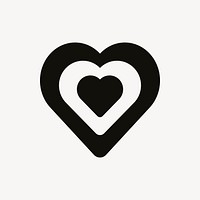 Black heart, love collage element vector