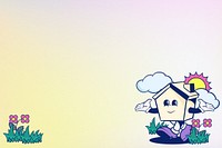 Retro house cartoon background