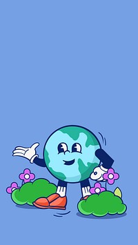 Sustainable globe cartoon iPhone wallpaper