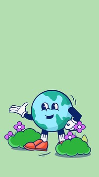 Sustainable globe cartoon iPhone wallpaper