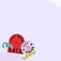 Pastel purple background, rock n' roll sticker