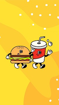 Cute junk food iPhone wallpaper, funky cartoon illustration