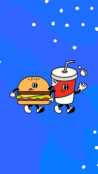 Cute junk food iPhone wallpaper, funky cartoon illustration