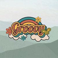 Groovy retro typography, green design