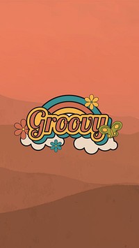 Red groovy iPhone wallpaper, retro typography