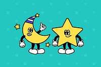 Moon & star cartoon character illustration