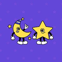 Moon & star cartoon character illustration