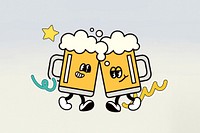 Clinking beer glasses, funky cartoon illustration