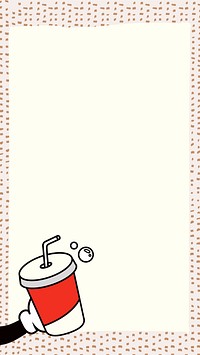 Beige abstract frame iPhone wallpaper, retro cartoon illustration