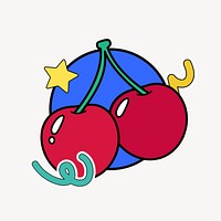 Cherry fruit, food line art illustration