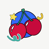  Cherry fruit, food line art illustration psd