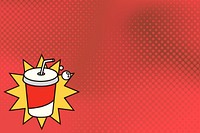 Red half-tone background, retro soda cup illustration