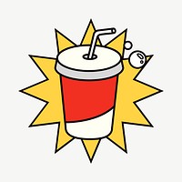 Soda cup, beverage line art illustration psd