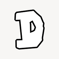 D letter, street graffiti  English alphabet vector