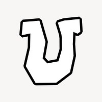 U letter, street graffiti  English alphabet vector