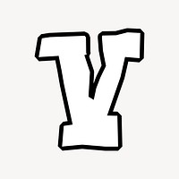 V letter, street graffiti  English alphabet vector