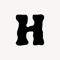 H letter, distorted English alphabet vector