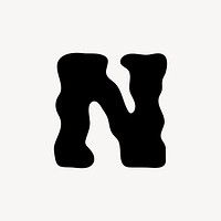 N letter, distorted English alphabet vector