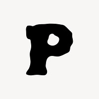 P letter, distorted English alphabet vector